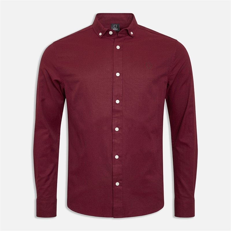 Mens Jaros Long Sleeve Shirt Royal Maroon - Image 1