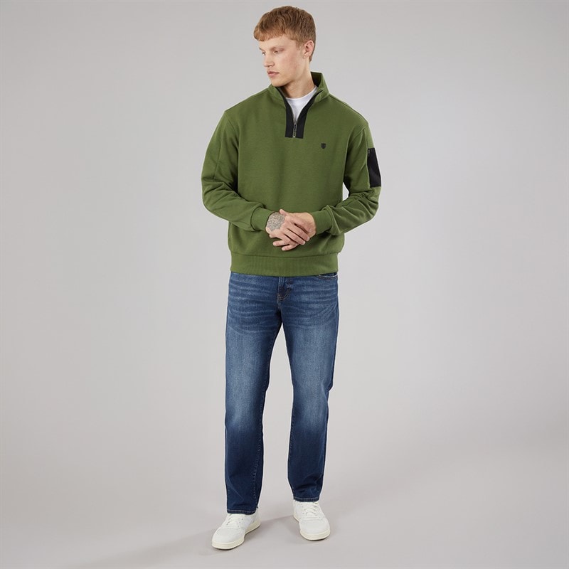 Mens Neovista Quarter Zip Sweatshirt Khaki - Image 4