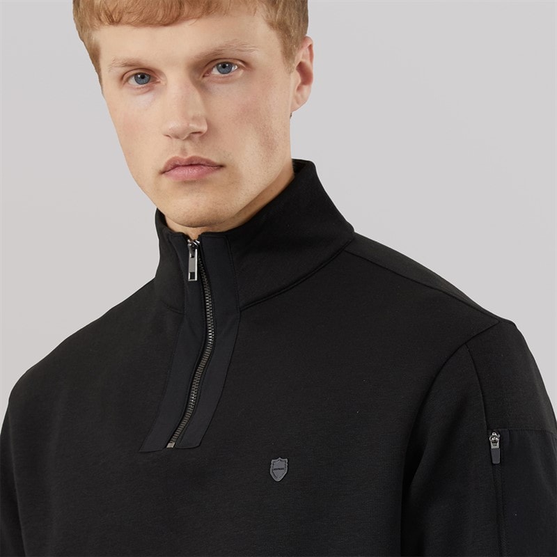 Mens Neovista Quarter Zip Sweatshirt Black - Image 3