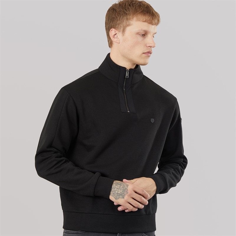 Mens Neovista Quarter Zip Sweatshirt Black - Image 5