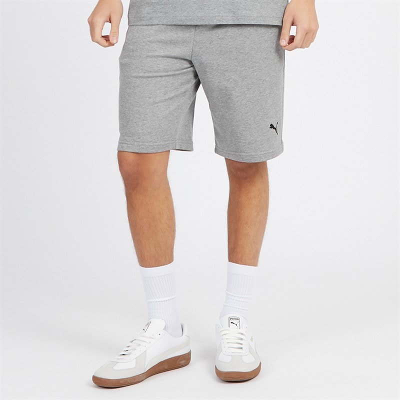 Mens Essentials Small Logo Fleece Shorts Medium Gray Heather - Image 1