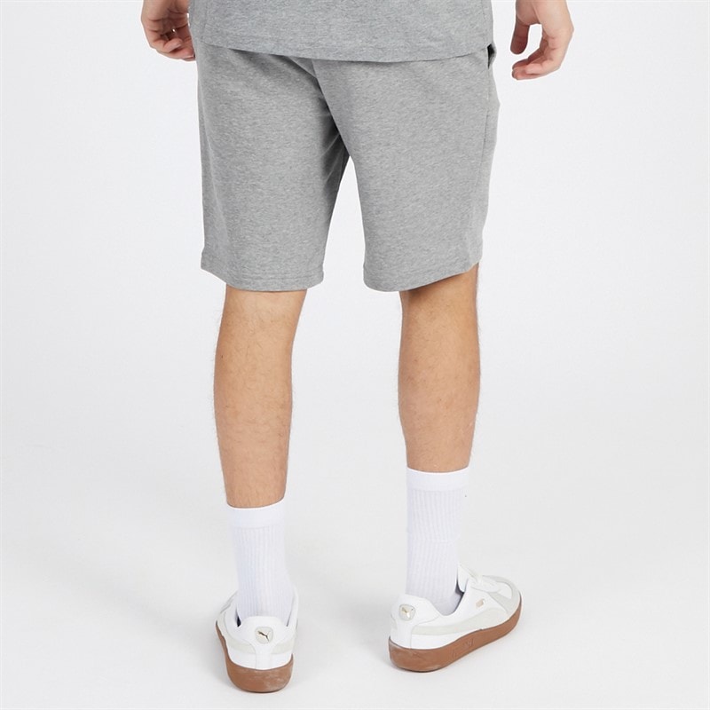 Mens Essentials Small Logo Fleece Shorts Medium Gray Heather - Image 2
