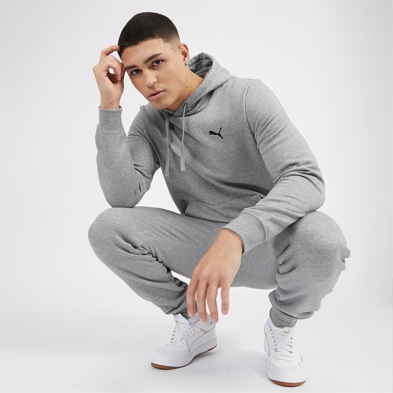 Mens Essentials Small Logo Hoodie Medium Gray Heather - Image 3