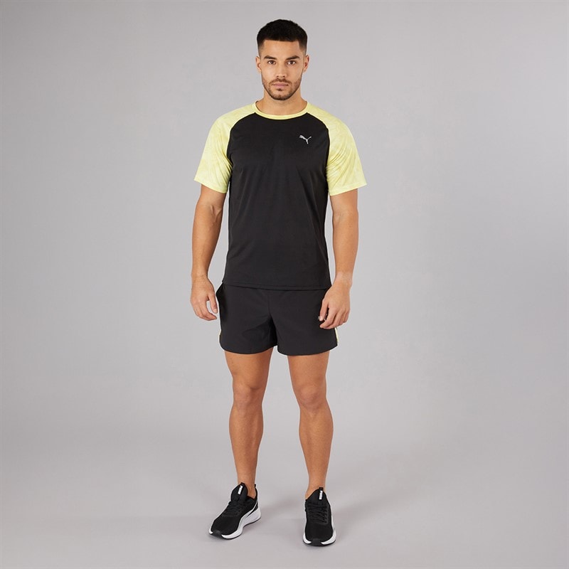 Mens Puma Fit Ultrabreathe Stretch 5 Inch Marble Training Shorts Black/Yellow - Image 4