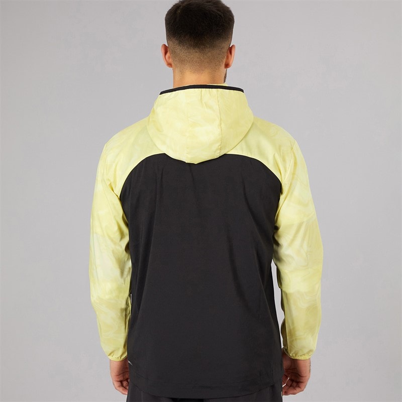 Mens Run Lightweight Marble Running Jacket Black/Yellow - Image 2