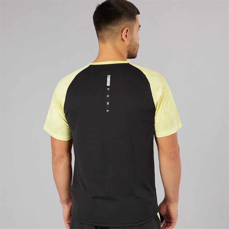 Mens Run Velocity Marble Running Top Black/Yellow - Image 2