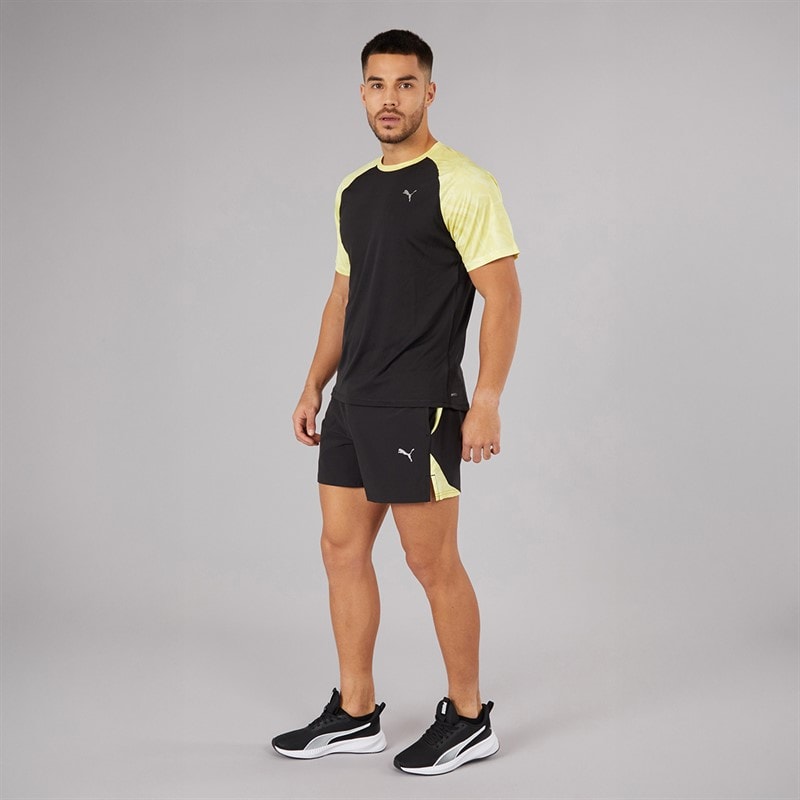 Mens Run Velocity Marble Running Top Black/Yellow - Image 4