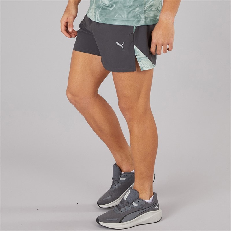 Mens Puma Fit Ultrabreathe Stretch 5 Inch Marble Training Shorts Grey/Blue - Image 1
