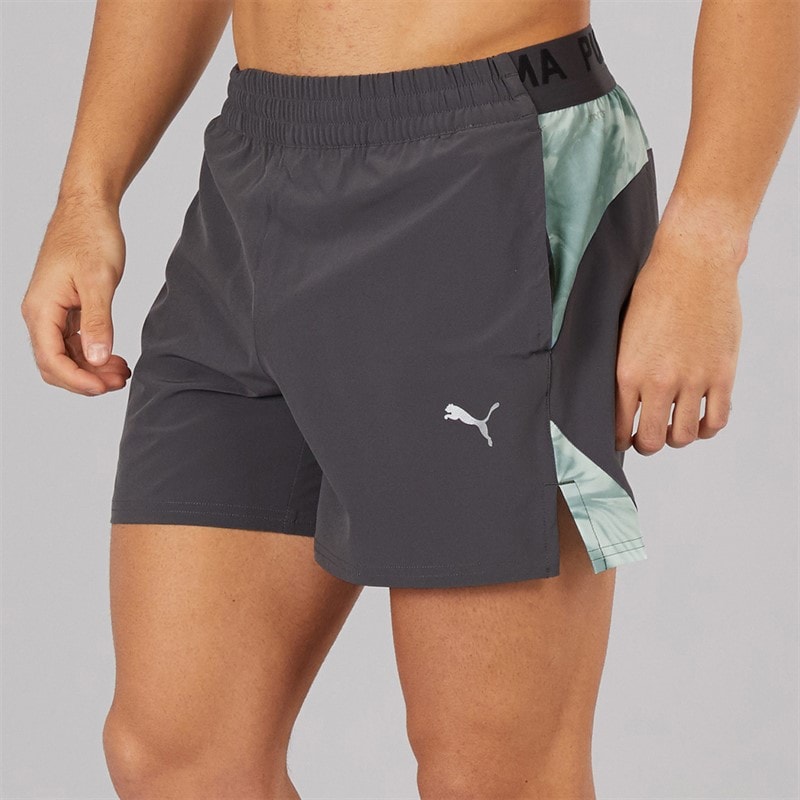 Mens Puma Fit Ultrabreathe Stretch 5 Inch Marble Training Shorts Grey/Blue - Image 2
