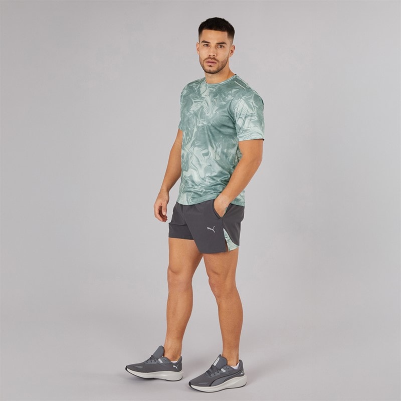 Mens Puma Fit Ultrabreathe Stretch 5 Inch Marble Training Shorts Grey/Blue - Image 4