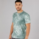 Mens Train All Day Marble Print Training Top Sea Glass