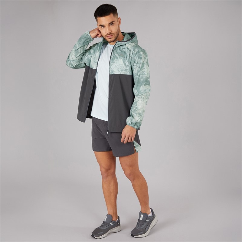 Mens Run Lightweight Marble Running Jacket Grey/Blue - Image 4