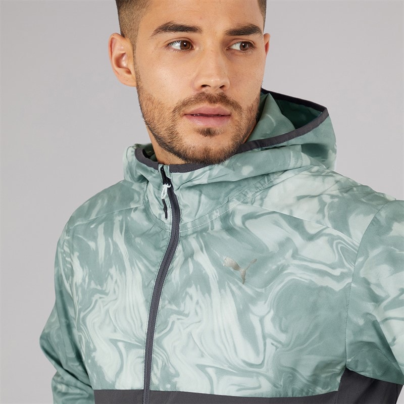 Mens Run Lightweight Marble Running Jacket Grey/Blue - Image 5
