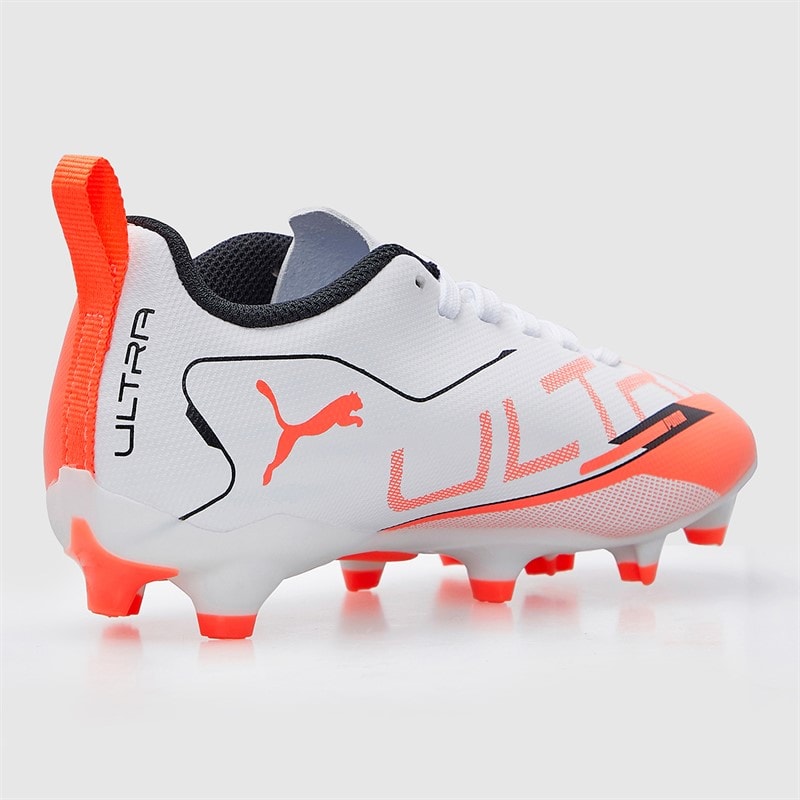 Puma Boys Ultra 5 Play FG/AG Firm/Artificial Ground Football Boots White/Black/Glowing Red - Image 5