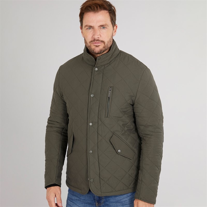 Mens Prima Quilted Jacket Olive - Image 3