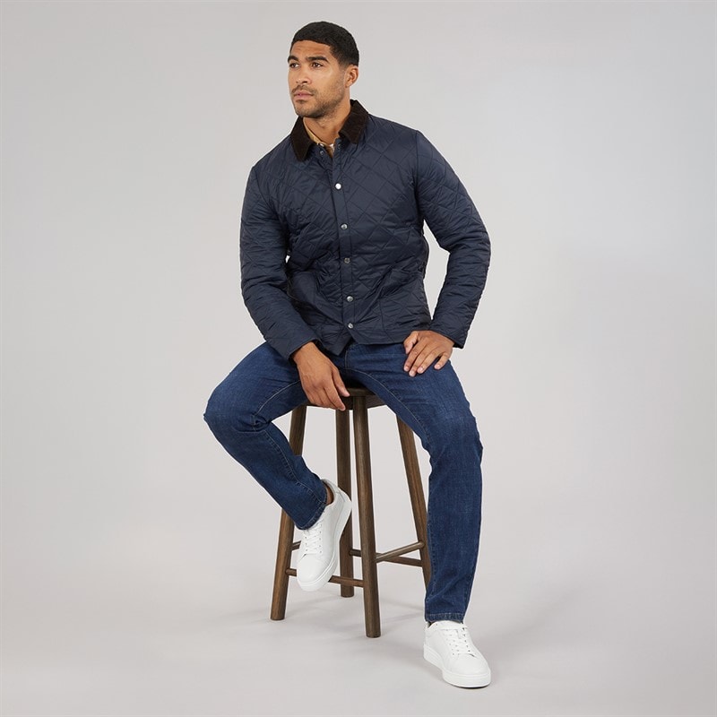 Mens Midweight Quilted Coat Navy - Image 4