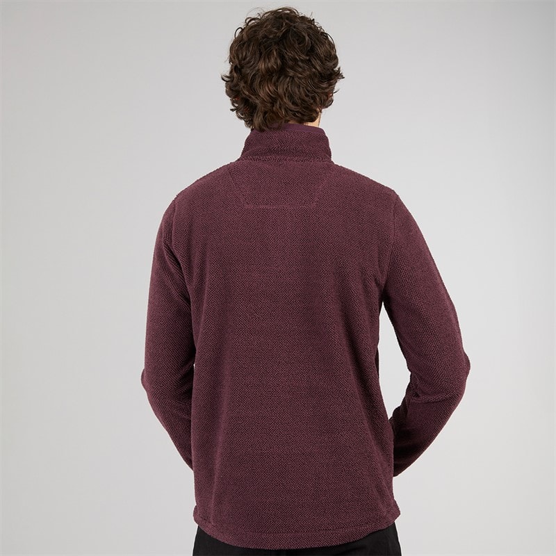 Mens Remington Eco 1/4 Zip Textured Fleece Aubergine - Image 2