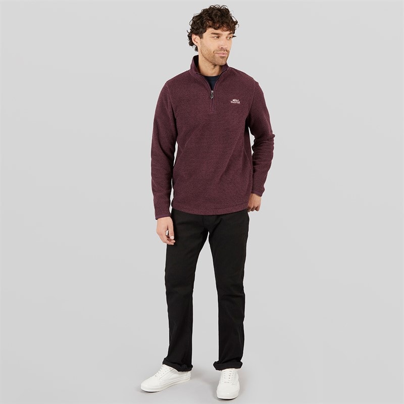 Mens Remington Eco 1/4 Zip Textured Fleece Aubergine - Image 4