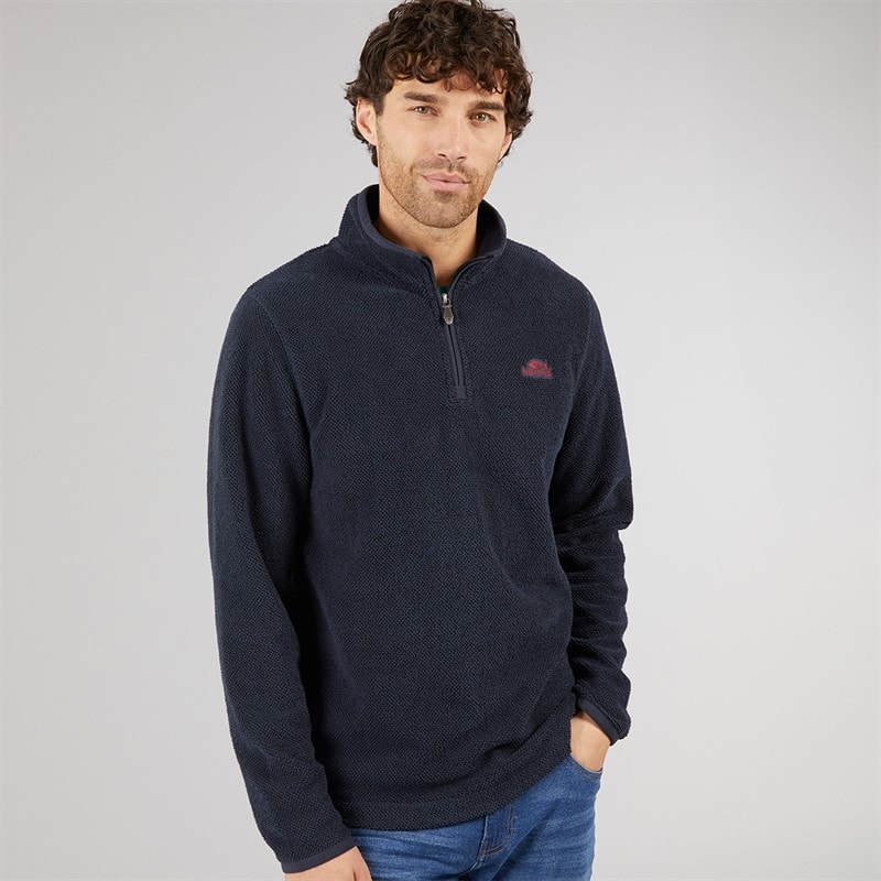 Mens Remington Eco 1/4 Zip Textured Fleece Midnight - Image 1
