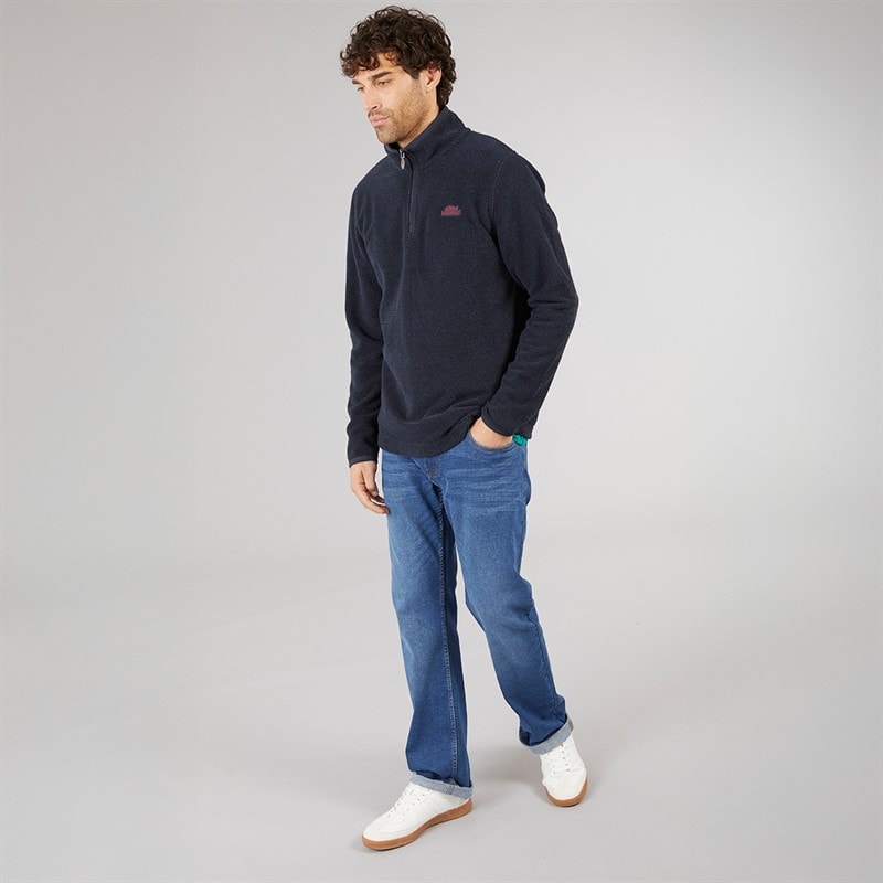 Mens Remington Eco 1/4 Zip Textured Fleece Midnight - Image 3