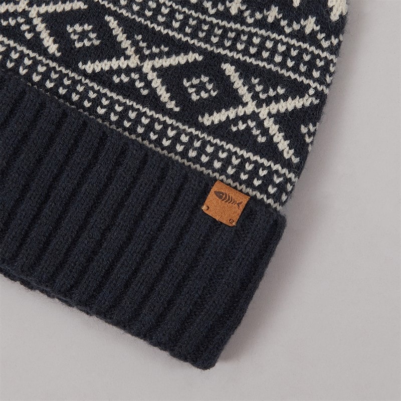 Mens Sorley Fine Fair Isle Beanie Navy - Image 2