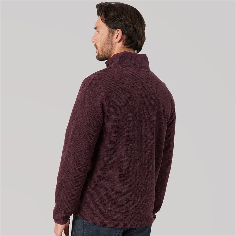 Mens Lemington Full Zip Textured Fleece Aubergine - Image 2