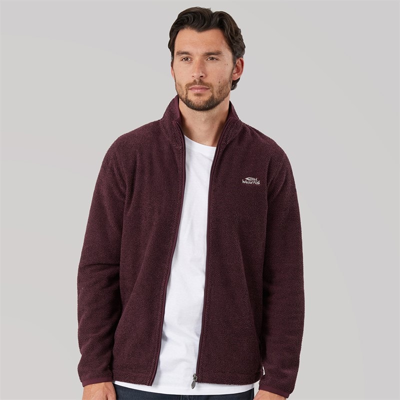 Mens Lemington Full Zip Textured Fleece Aubergine - Image 3