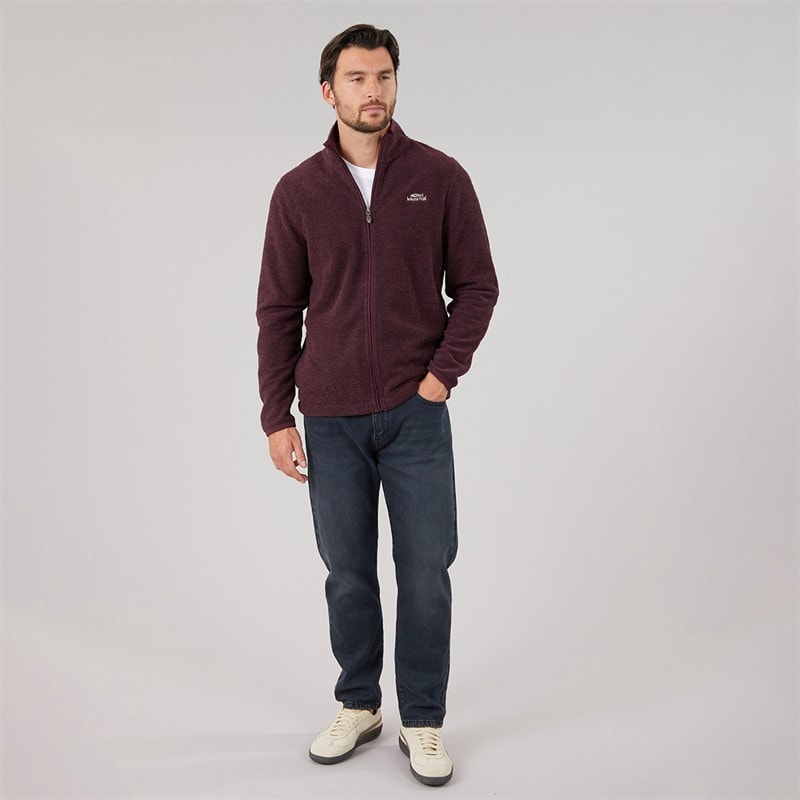 Mens Lemington Full Zip Textured Fleece Aubergine - Image 4