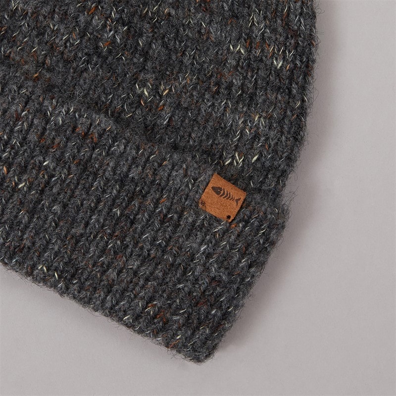 Mens Twine Nep Yarn Beanie Dark Grey Marl - Image 2