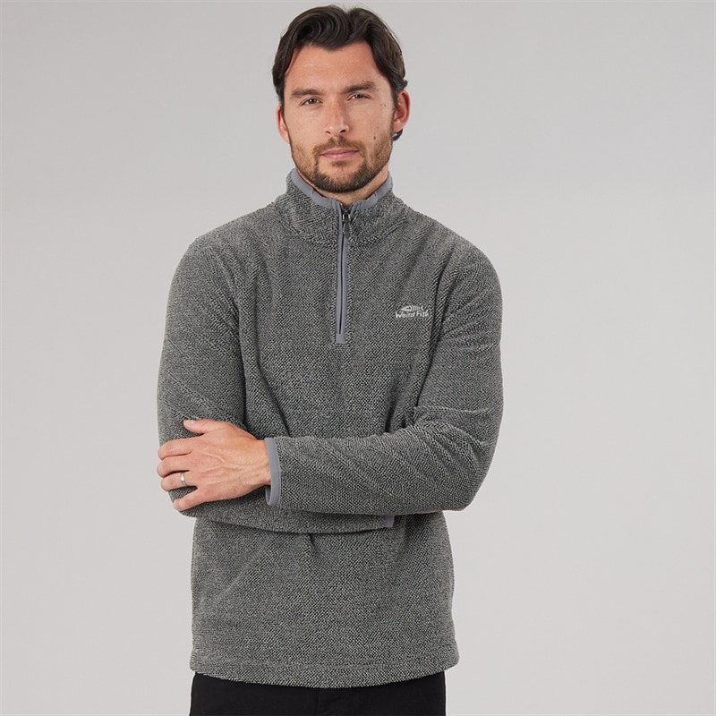 Mens Remington 1/4 Zip Textured Fleece Frost Grey - Image 3