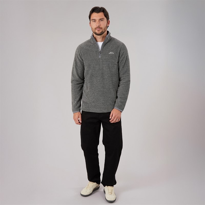 Mens Remington 1/4 Zip Textured Fleece Frost Grey - Image 4