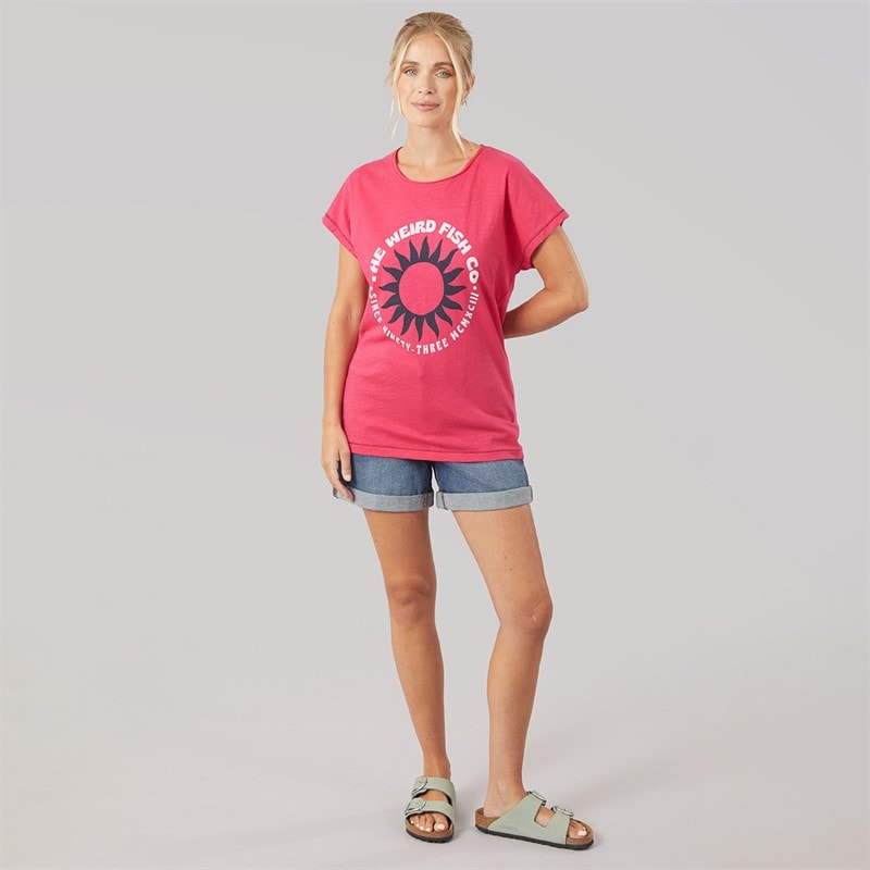 Womens Sunburst Graphic T-Shirt Foxglove - Image 4
