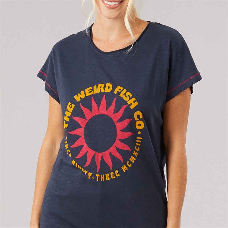 Womens Sunburst Graphic T-Shirt Navy - Image 3