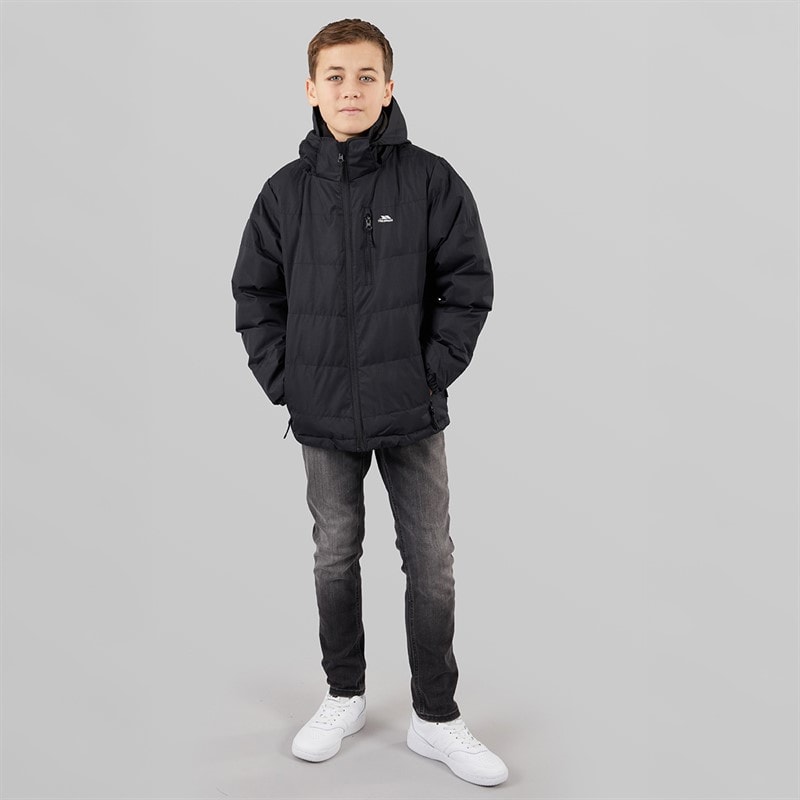 Junior Boys Figo Waterproof Padded Hooded Jacket Black - Image 4