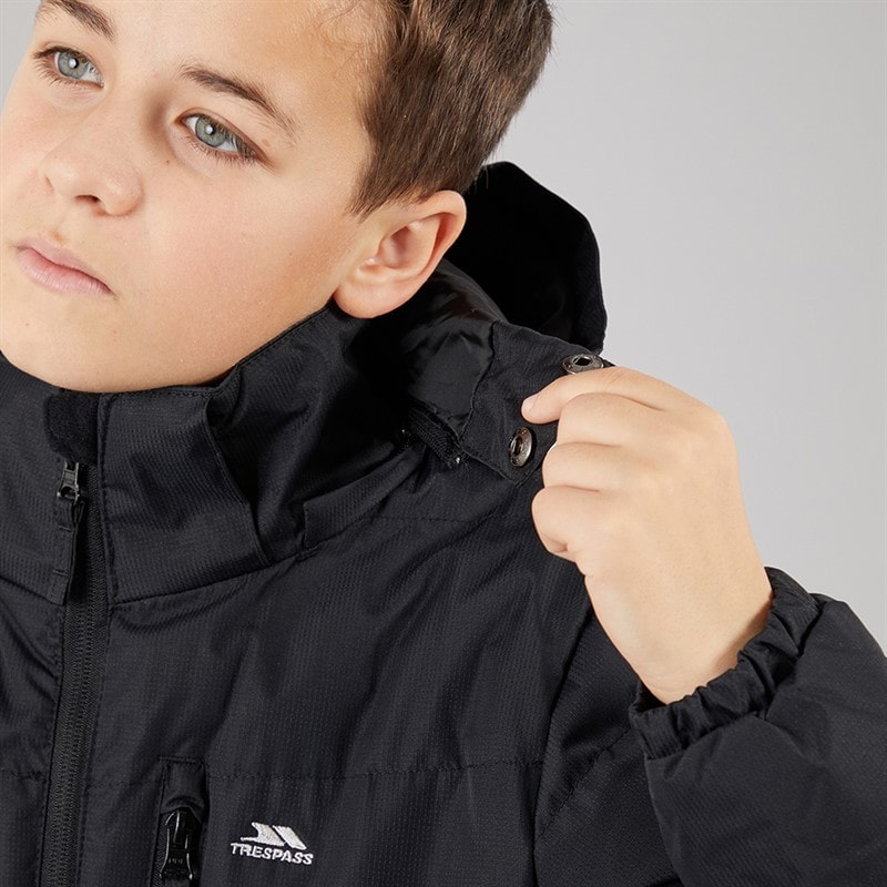 Junior Boys Figo Waterproof Padded Hooded Jacket Black - Image 5