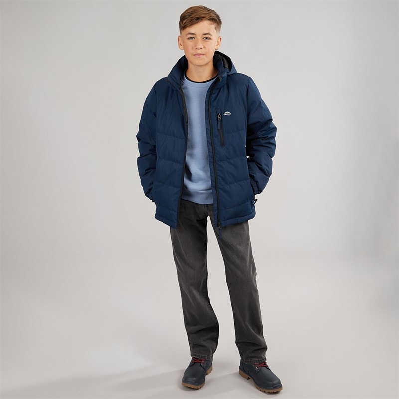 Junior Boys Figo Waterproof Padded Hooded Jacket Navy - Image 4