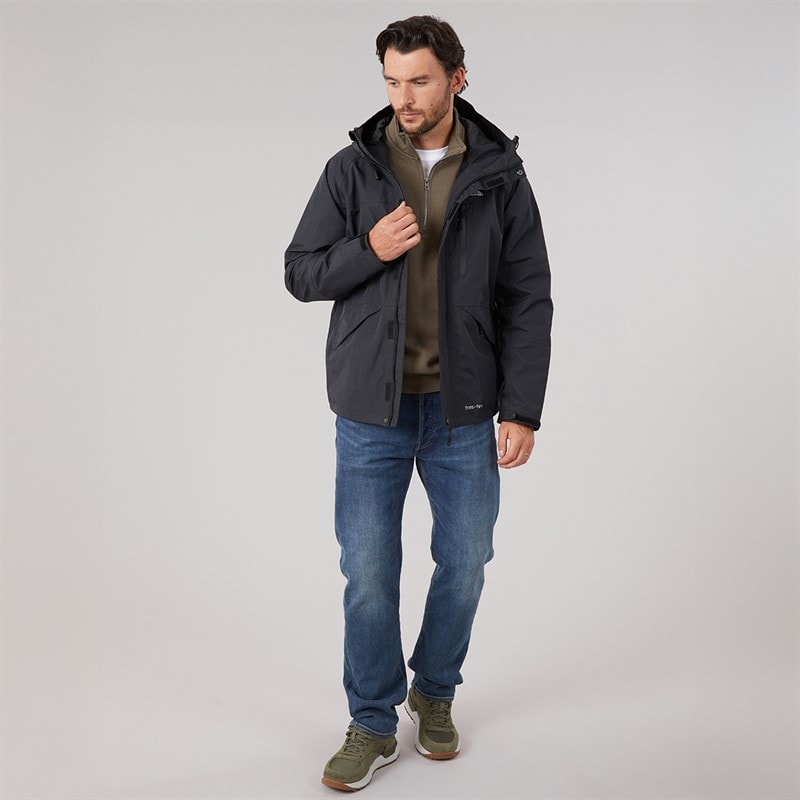Mens Corvo Waterproof Hooded Shell Jacket Black - Image 4