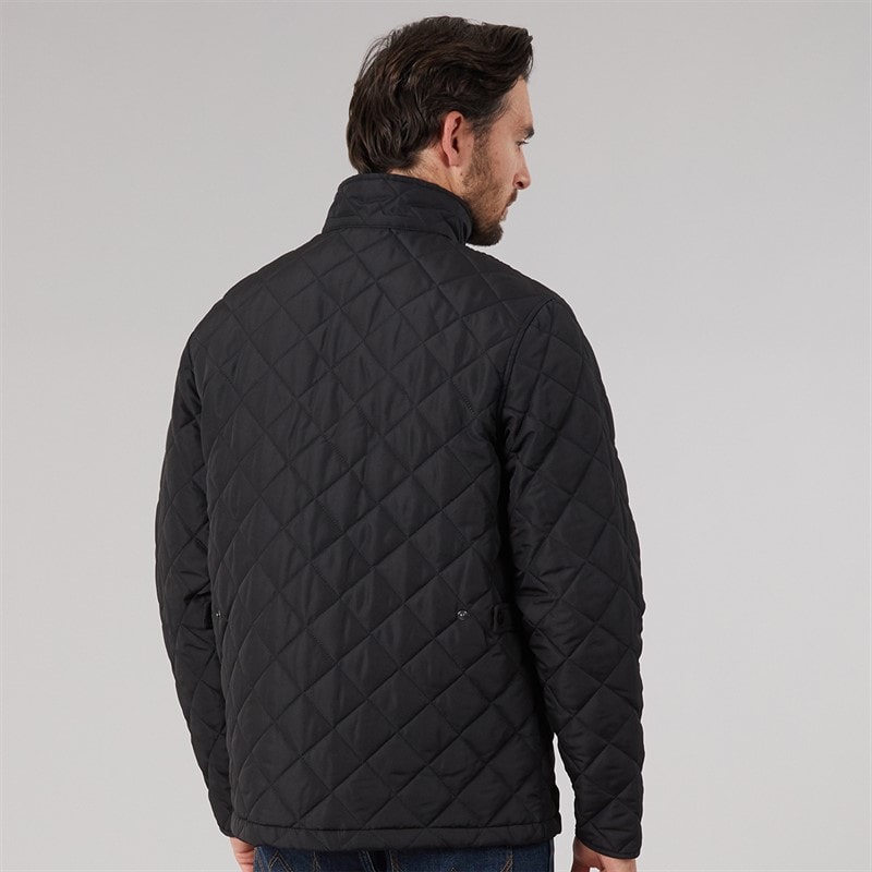 Mens Argyle Quilted Jacket Black - Image 2