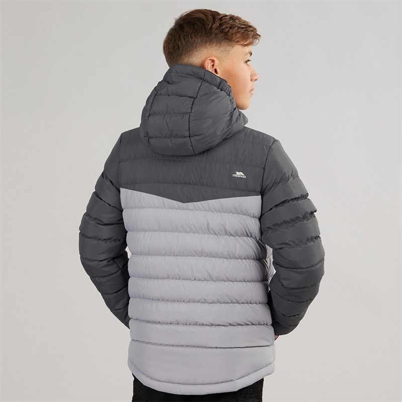 Junior Boys Oskar Padded Hooded Jacket Carbon/Platinum - Image 2