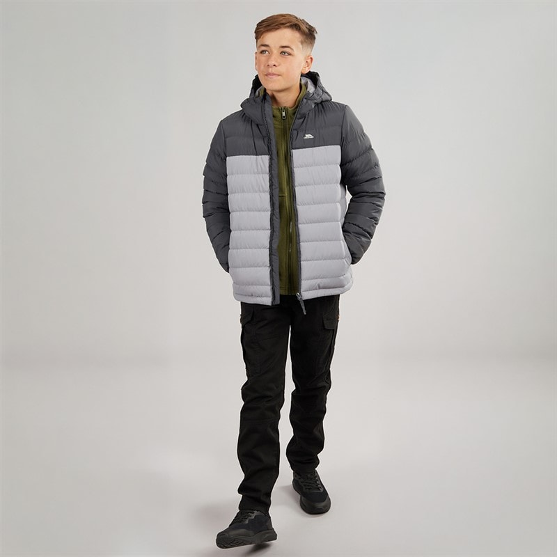 Junior Boys Oskar Padded Hooded Jacket Carbon/Platinum - Image 4