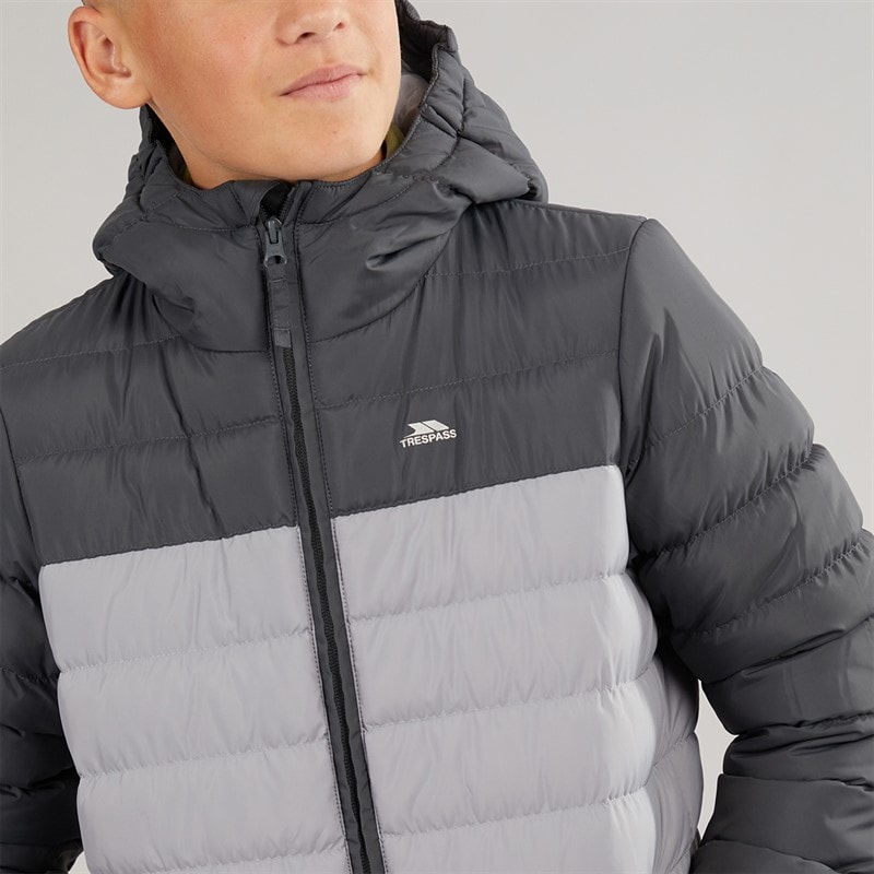 Junior Boys Oskar Padded Hooded Jacket Carbon/Platinum - Image 5