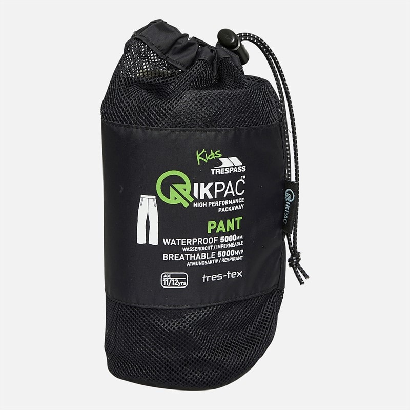 Kids Qikpac Waterproof Over Trousers Black - Image 4