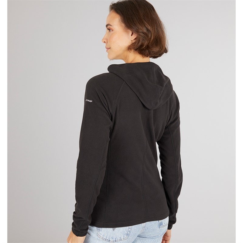 Womens Marathon Full Zip Hooded Fleece Jacket Black - Image 2
