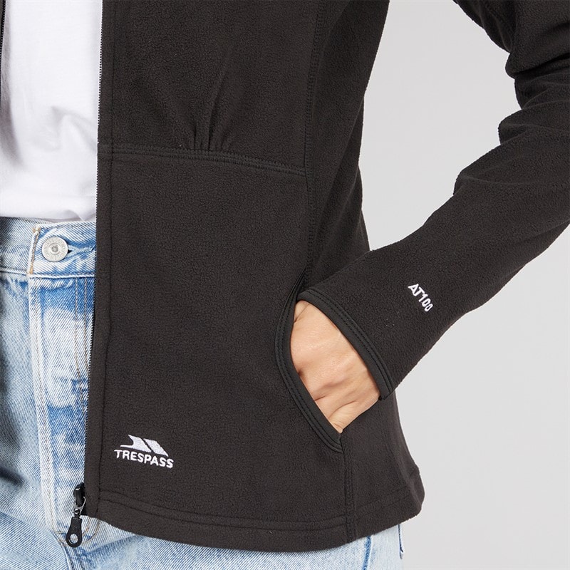 Womens Marathon Full Zip Hooded Fleece Jacket Black - Image 3