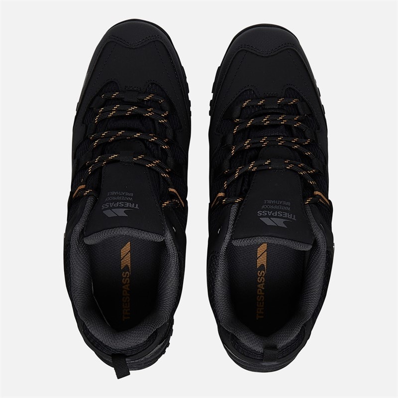 Mens Finley Low Waterproof Walking Shoes Black/Golden Brown - Image 4