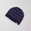 Mens Ray Striped Knitted Beanie Hat Navy