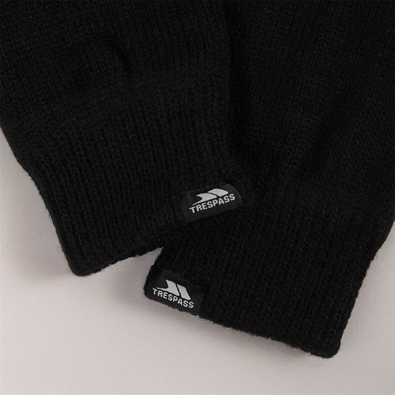 Mens Bargo Knitted Gloves Black - Image 3
