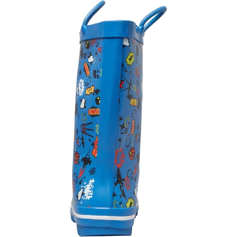 Junior Boys Apolloton Cartoon Printed Wellington Boots Comic Blue - Image 4