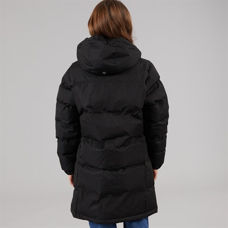 Girls Tiffy Waterproof Long Padded Hooded Coat Black - Image 2