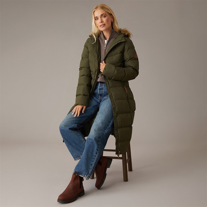 Womens Audrey Waterproof Padded Hooded Coat Dark Vine - Image 4